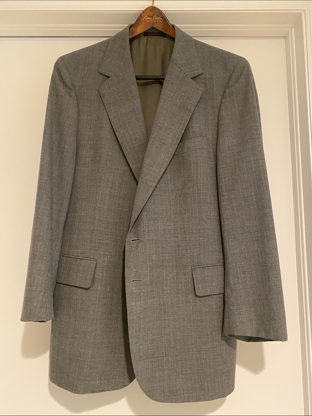 Men's Gray Wool 2pc suit Classic Single-Breast